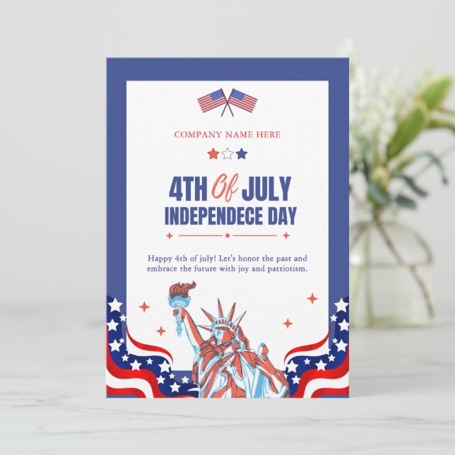 Lycklig 4 juli | Rött vitt blått stjärnor och Rand Julkort (Stående Fram)