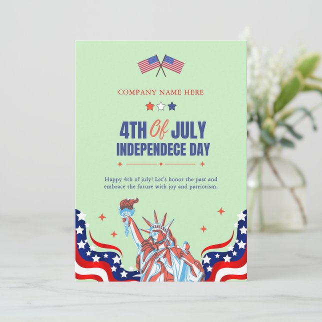 Lycklig 4 juli | Rött vitt blått stjärnor och Rand Julkort (Stående Fram)