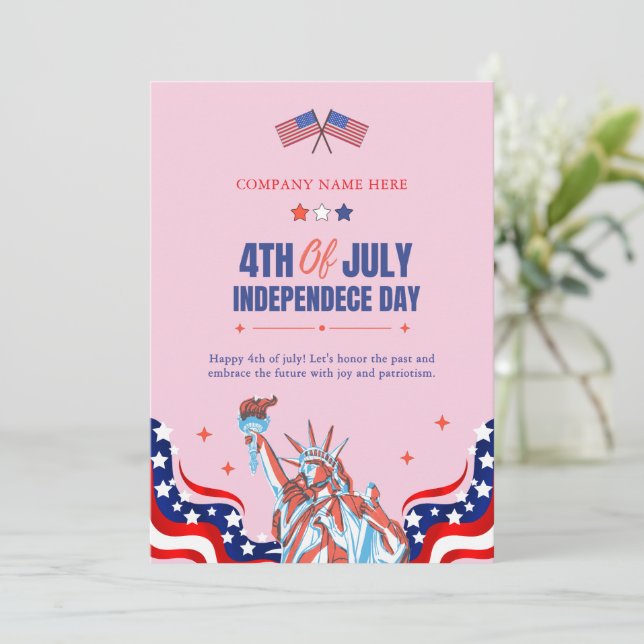 Lycklig 4 juli | Rött vitt blått stjärnor och Rand Julkort (Stående Fram)