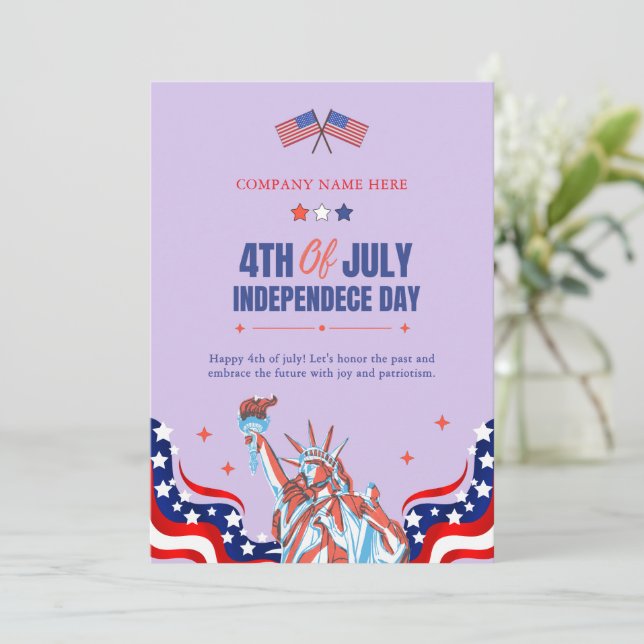 Lycklig 4 juli | Rött vitt blått stjärnor och Rand Julkort (Stående Fram)