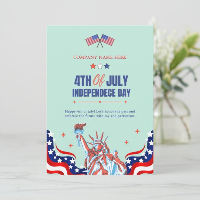 Lycklig 4 juli | Rött vitt blått stjärnor och Rand Julkort (Stående Fram)