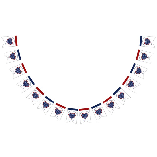 Lycklig 4 juli Stars och stripes Heart Vimplar (Alla)