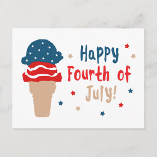 Lycklig 4 juli Stars och stripes Ice Cream Vykort