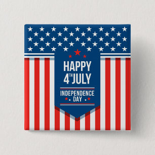 Lycklig 4 juli Stars och stripes Knapp