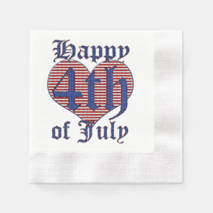 Lycklig 4 juli Stars och stripes Typography Nap Pappersservett