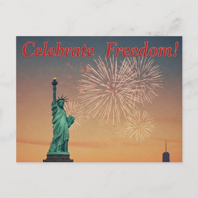 Lycklig 4 juli Stars och stripes vykort (Framsida)