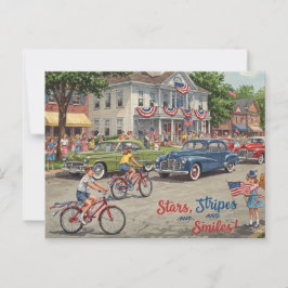 Lycklig 4 juli Stars och stripes vykort