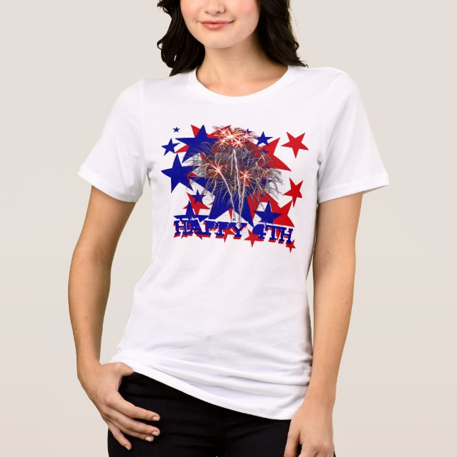 Lycklig 4 juli Stars Shirt - Tee Shirt (Framsida)