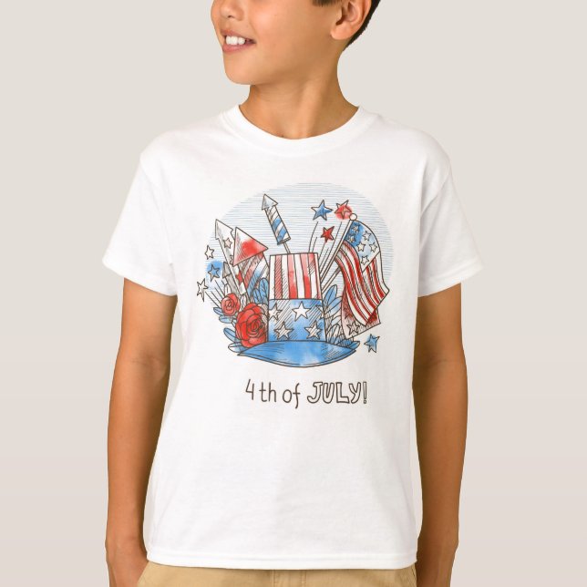 Lycklig 4 juli t shirt (Framsida)