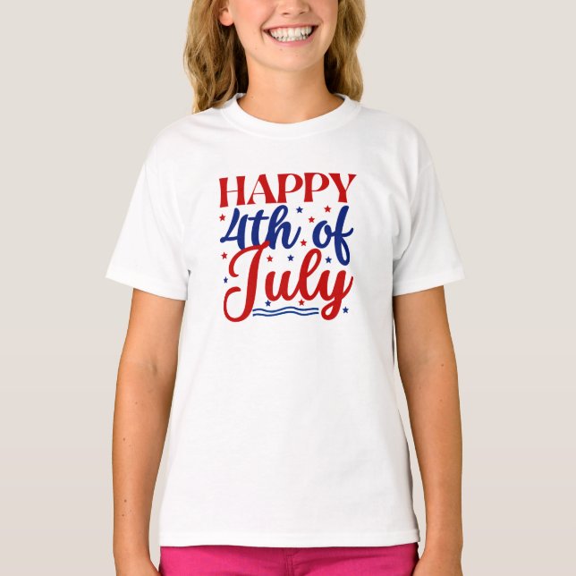 Lycklig 4 juli t shirt (Framsida)