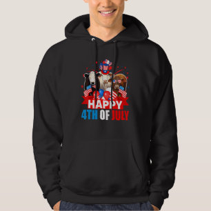 Lycklig 4 juli, tre Priden Amerikanska Flagga Cow Hoodie