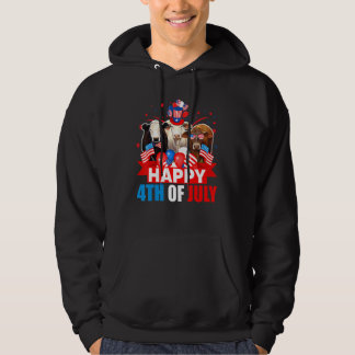 Lycklig 4 juli, tre Priden Amerikanska Flagga Cow Hoodie