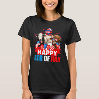 Lycklig 4 juli, tre Priden Amerikanska Flagga Cow T Shirt