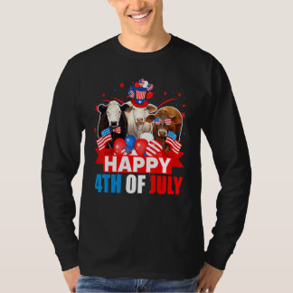 Lycklig 4 juli, tre Priden Amerikanska Flagga Cow T Shirt