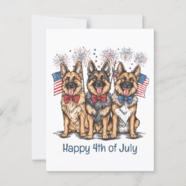 Lycklig 4 juli: Tyska shefherd Hundar Vykort