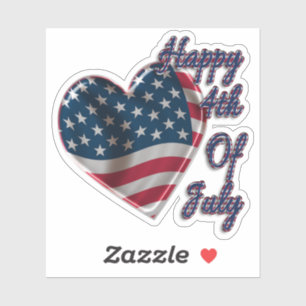 Lycklig 4 juli USA flagga Heart Klistermärken