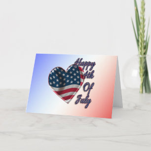 Lycklig 4 juli USA flagga Heart Kort