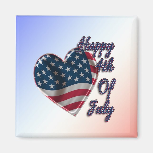 Lycklig 4 juli USA flagga Heart Magnet (Framsidan)