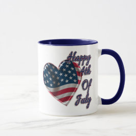 Lycklig 4 juli USA flagga Heart Mugg