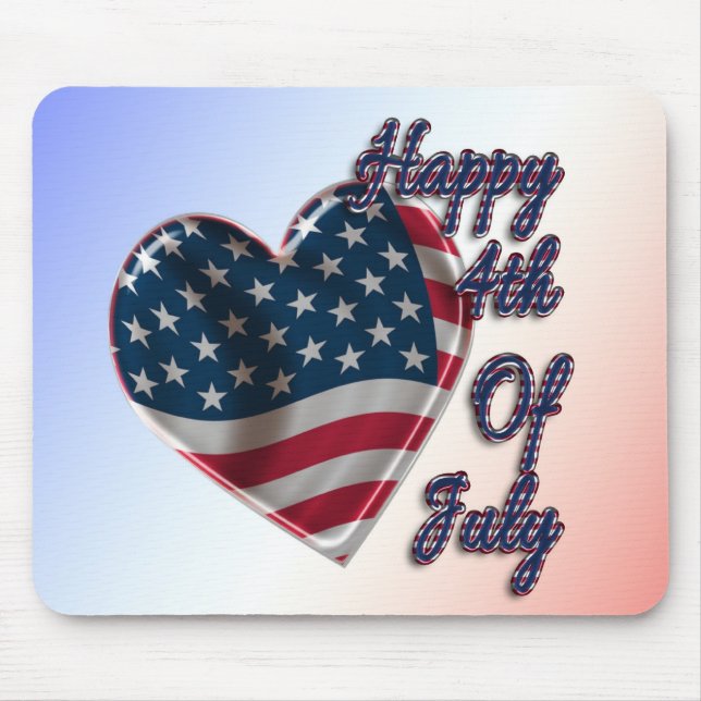 Lycklig 4 juli USA flagga Heart Musmatta (Framsidan)