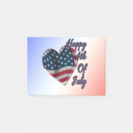 Lycklig 4 juli USA flagga Heart Post-it Block