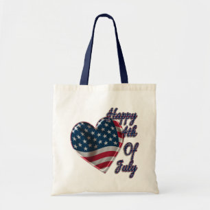 Lycklig 4 juli USA flagga Heart Tygkasse