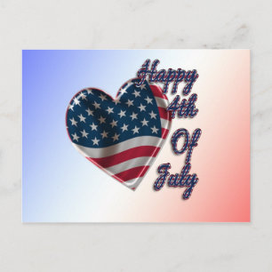 Lycklig 4 juli USA flagga Heart Vykort