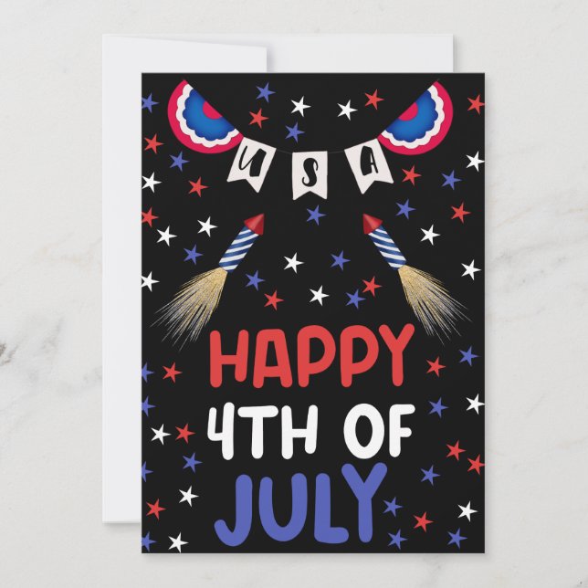 Lycklig 4 juli USA Independence day firande Kort (Framsida)