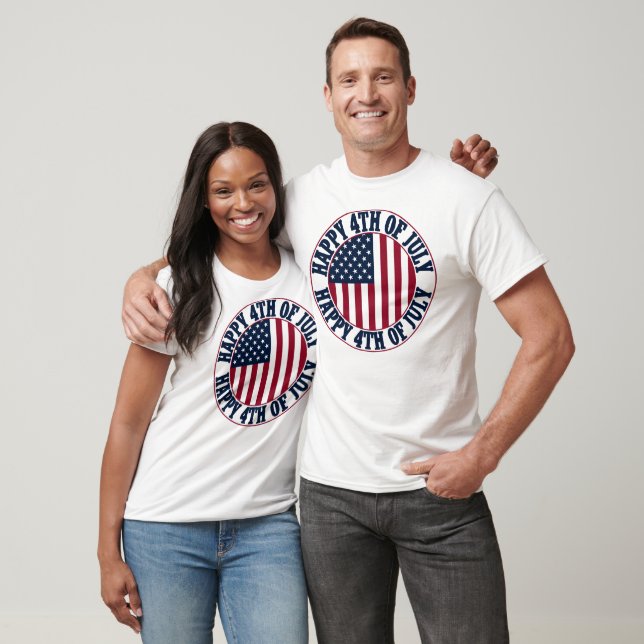 Lycklig 4 juli USA:s Flagga Amerika Independence d T Shirt (Unisex)