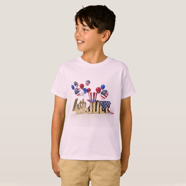 Lycklig 4 juli USA T Shirt (Hel framsida)