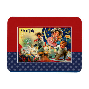 Lycklig 4 juli. Vintage Design Gift Magnet