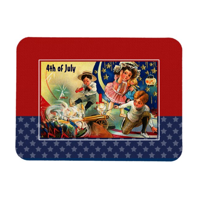Lycklig 4 juli. Vintage Design Gift Magnet (Horisontell)
