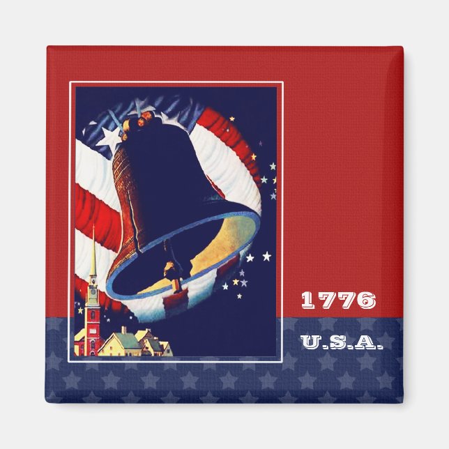 Lycklig 4 juli. Vintage Liberty Bell Magnet (Framsidan)