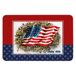Lycklig 4 juli. Vintage Patriotic Design Gift Magnet