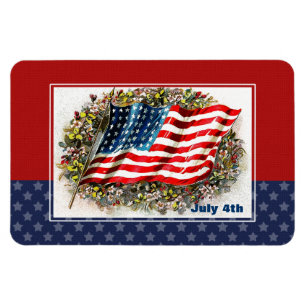Lycklig 4 juli. Vintage Patriotic Design Gift Magnet