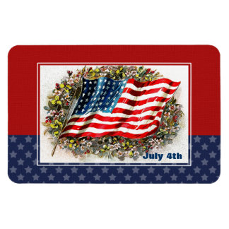 Lycklig 4 juli. Vintage Patriotic Design Gift Magnet