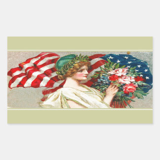 Lycklig 4 juli. Vintage Patriotic Design Rektangulärt Klistermärke