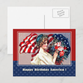 Lycklig 4 juli. Vintage Patriotic Design Vykort