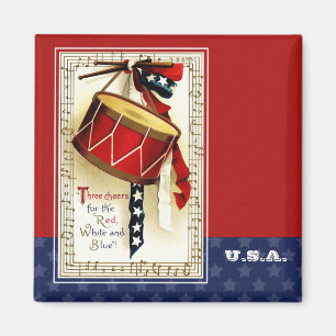 Lycklig 4 juli. Vintage Patriotisk design Magnet