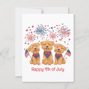 Lycklig 4 juli Yorkie Hundar Vykort