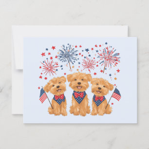 Lycklig 4 juli Yorkie Hundar Vykort