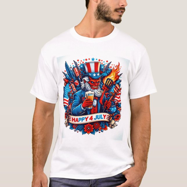 Lycklig 4 JULY T-shirt (Framsida)