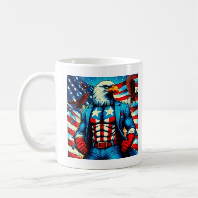 Lycklig 4 JULY T-shirt Kaffemugg (Vänster)