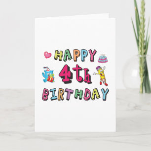 Lycklig 4e födelsedagen 4 år b dag önskemål kort