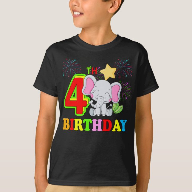 Lycklig 4e födelsedagen Boy Baby Elephant Kid - fy T Shirt (Framsida)