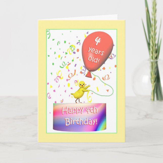 Lycklig 4e födelsedagen Chicken Kort (Framsida)