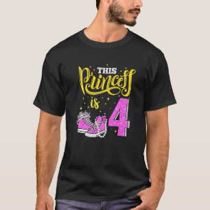 Lycklig 4e födelsedagen för flicknykörer Krona Pea T Shirt