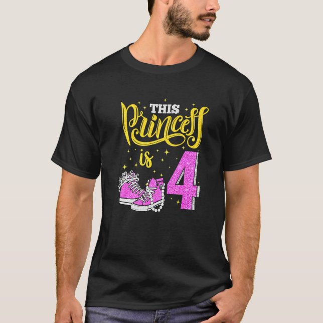 Lycklig 4e födelsedagen för flicknykörer Krona Pea T Shirt (Framsida)