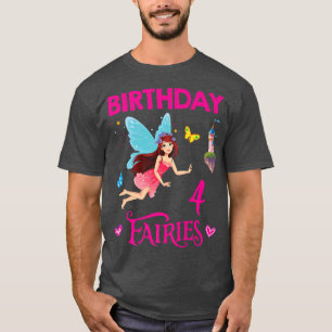 Lycklig 4e födelsedagen Girl Födelsedagsfest 4 år T Shirt