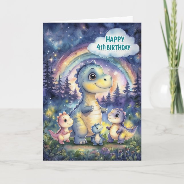 Lycklig 4e födelsedagen-kort kort (Framsida)